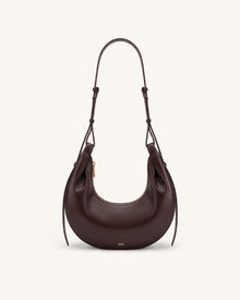 Sharon Crescent Crossbody Bag - Dark Brown