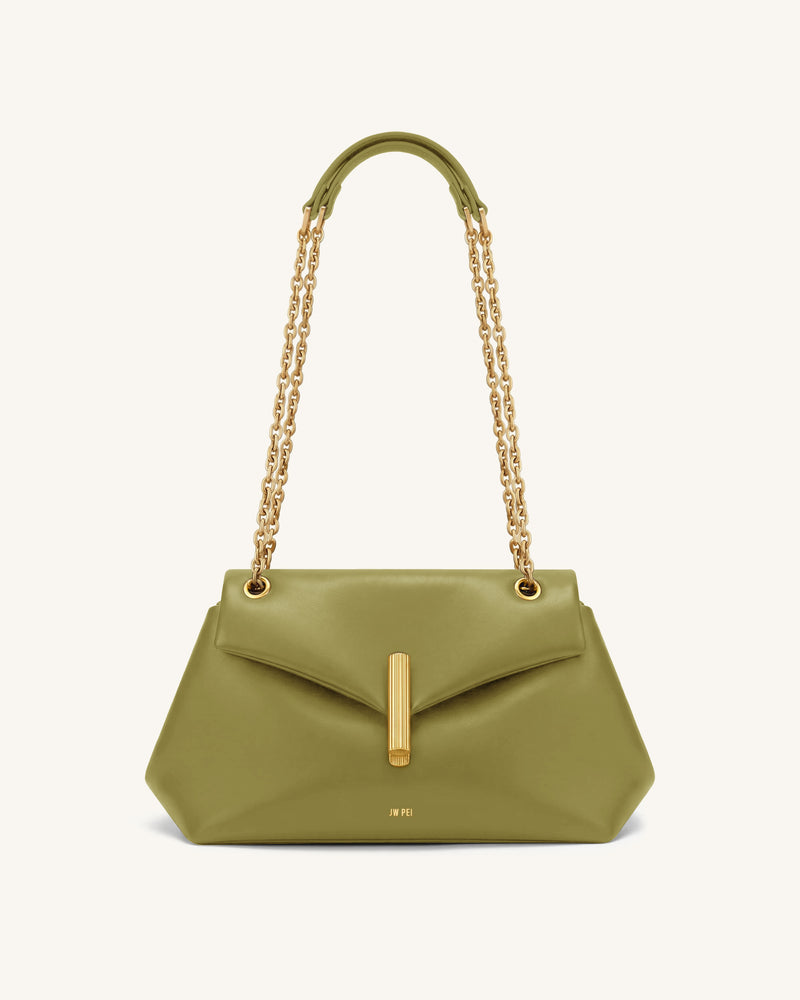Valerie Chain Flap Shoulder Bag - Olive Green