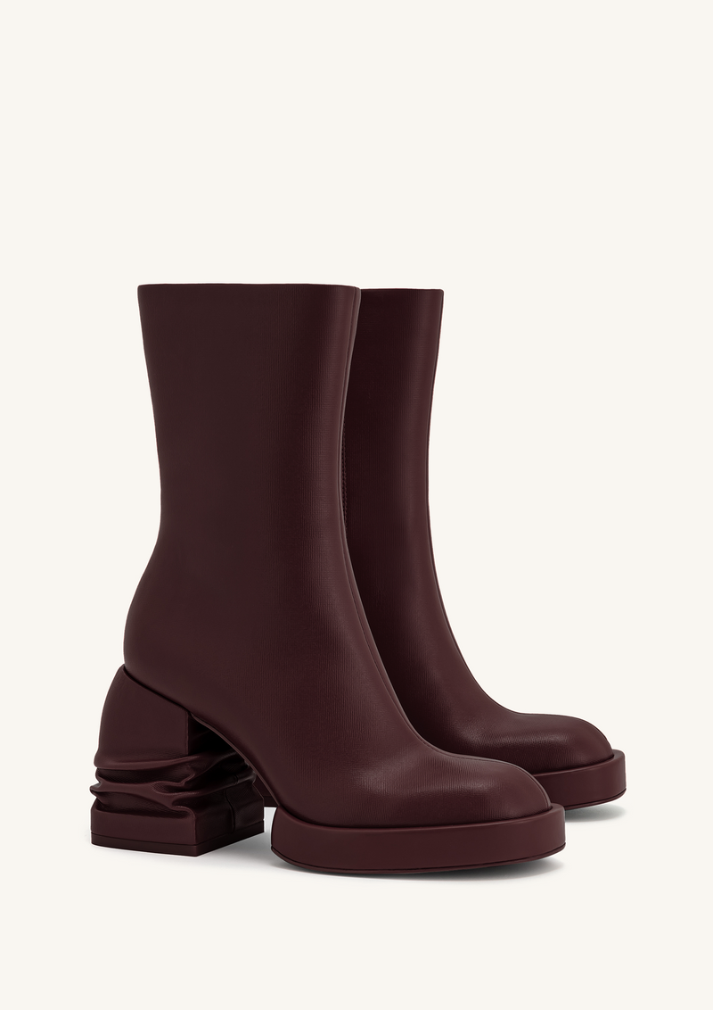 Saylor Round Toe Platform Ankle Boots - Dark Burgundy