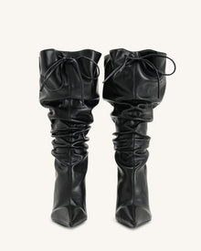 Olivia Leather High Heel Boots - Black