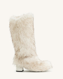 Isabella Slouchy Faux Fur Boots - White