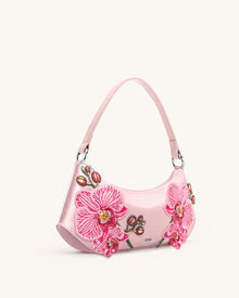 Lily Orchid Embroidered Shoulder Bag - Pink