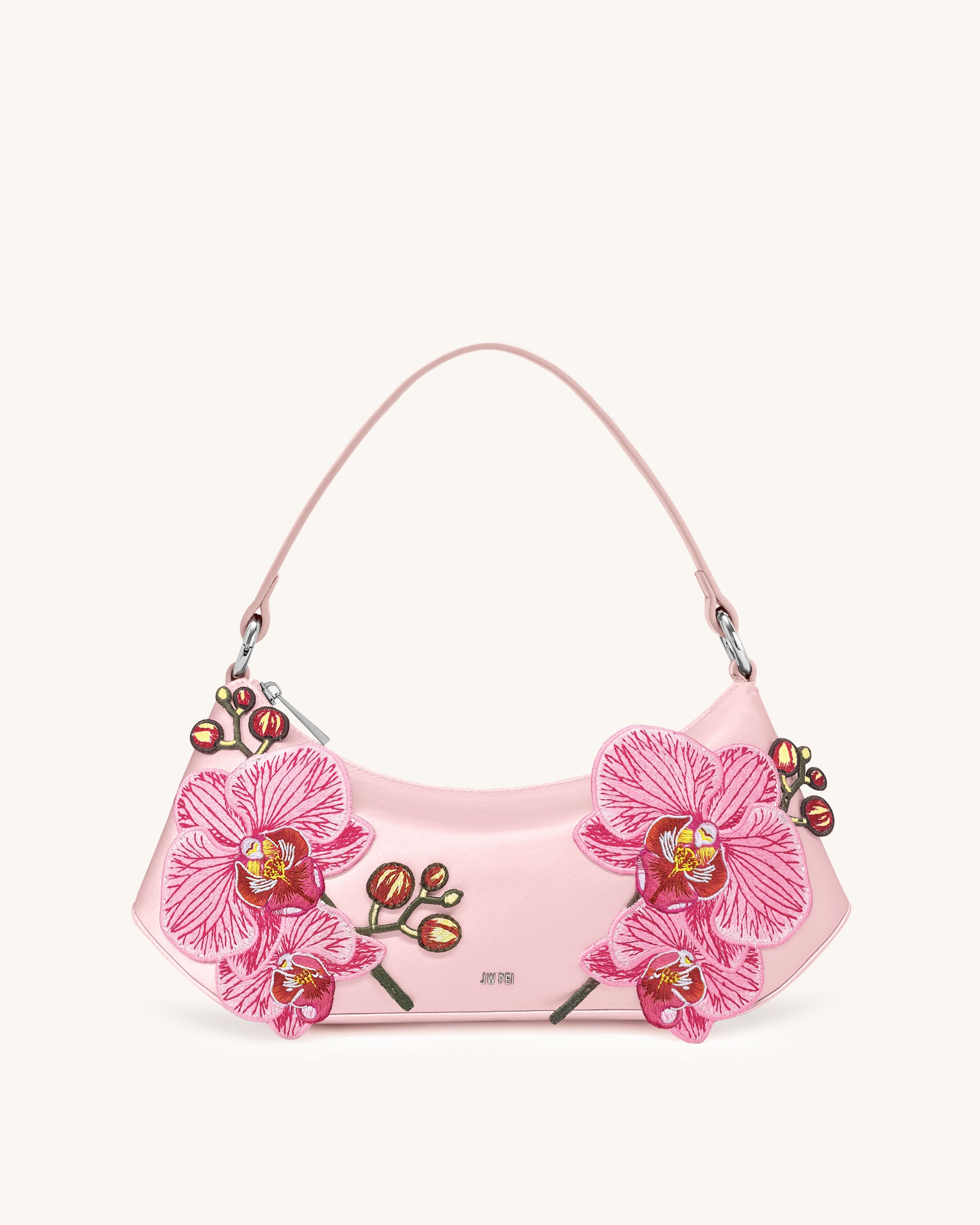 Lily Orchid Embroidered Shoulder Bag - Pink