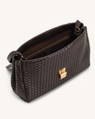Hilary Woven Shoulder Bag - Dark Brown