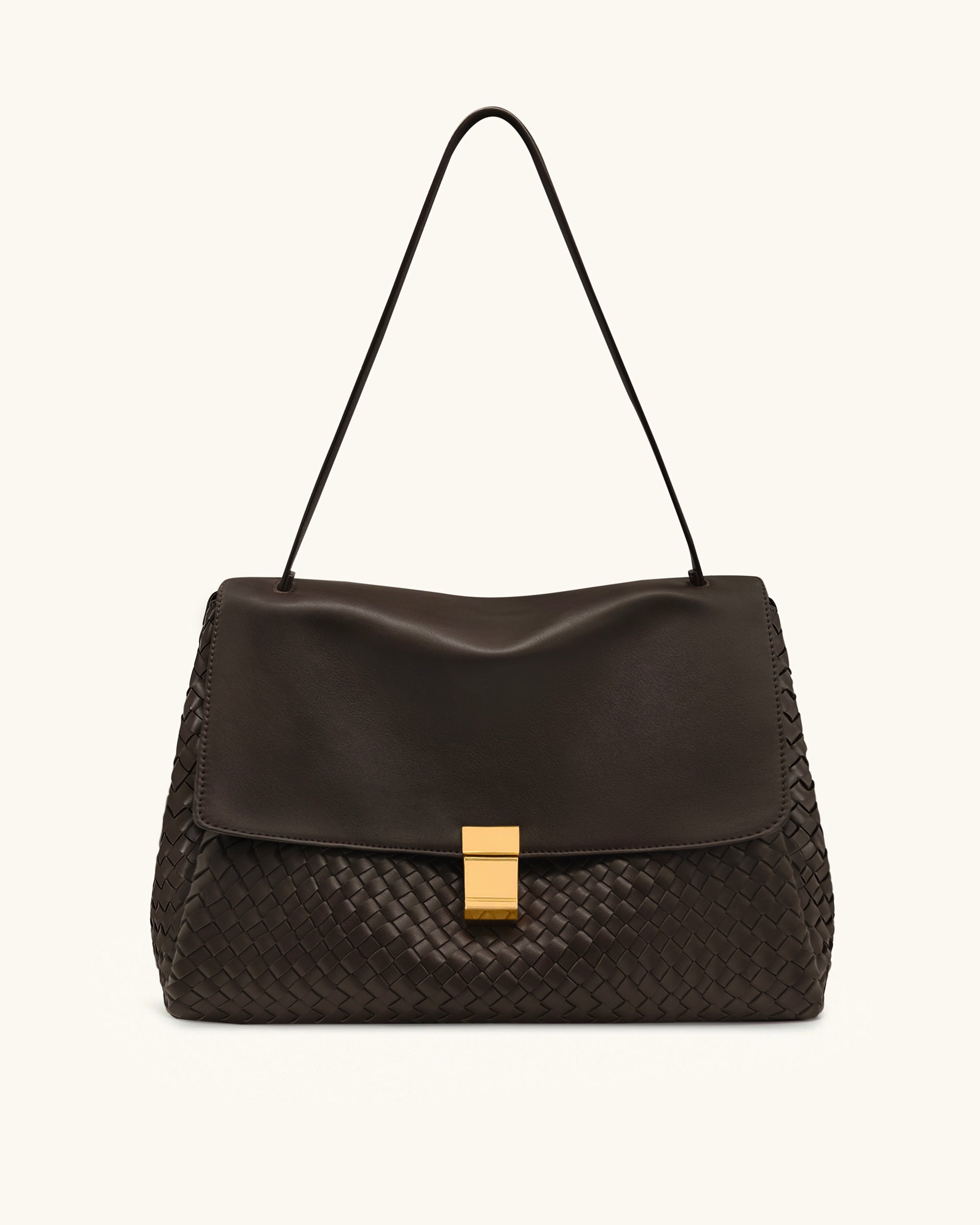 Hilary Woven Shoulder Bag - Dark Brown