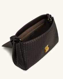 Hilary Woven Shoulder Bag - Dark Brown