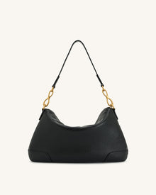 Jayla Metal Pendant Embellished  Shoulder Bag - Black
