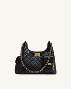 Vivian Quilted Chain Shoulder Bag - Black