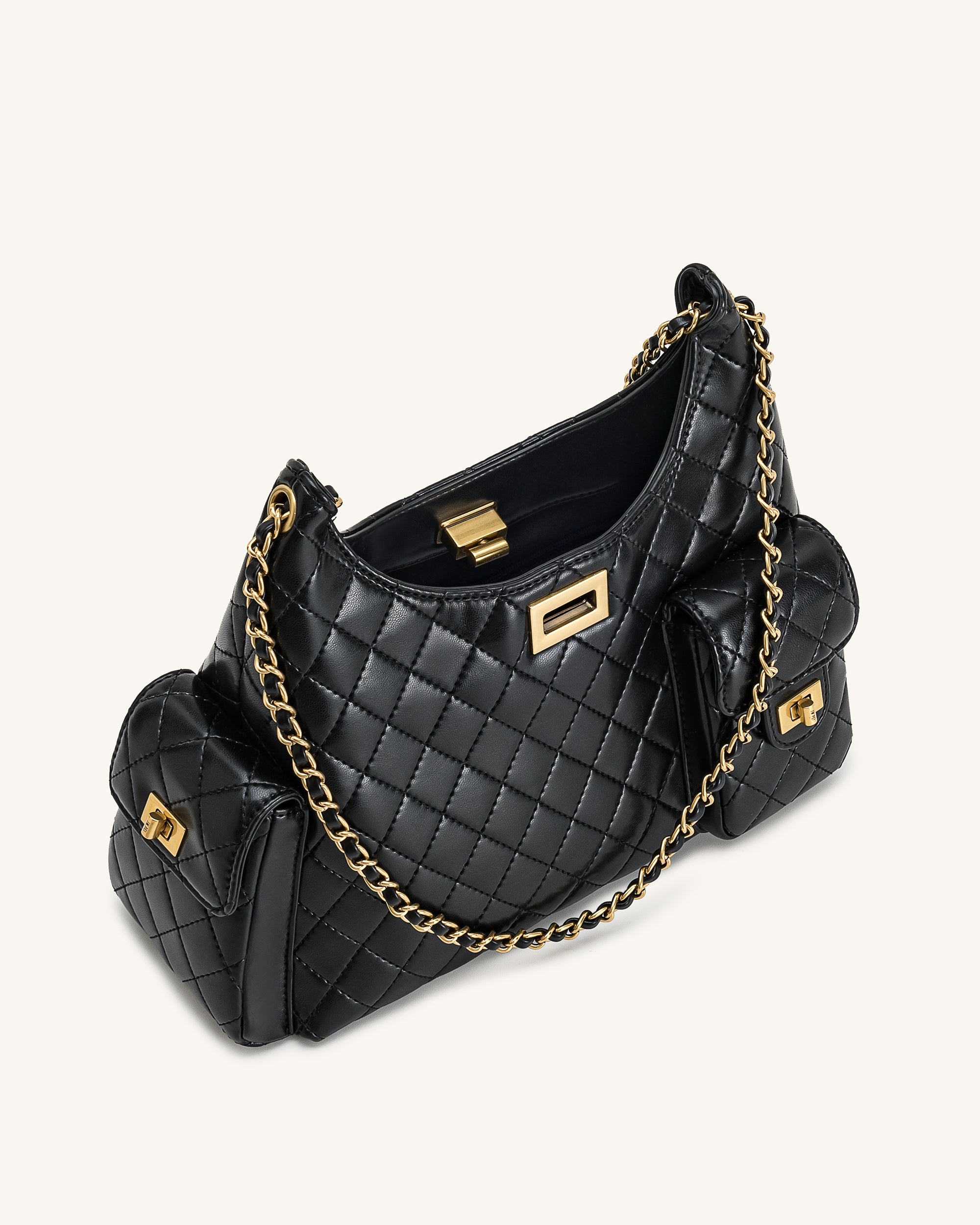 Vivian Quilted Chain Shoulder Bag - Black | JW PEI