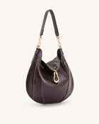 Daria Metal Pendant Embellished Shoulder Bag - Dark Brown