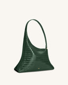 Lyra Shoulder Bag - Dark Green Croc