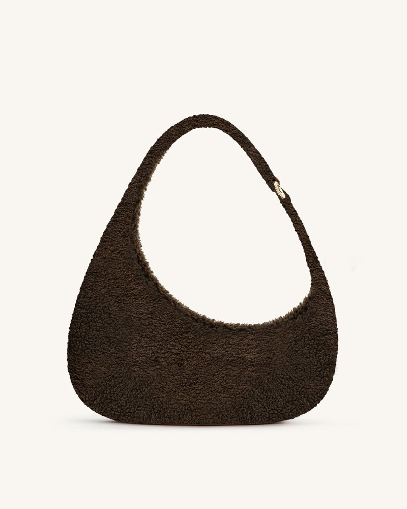 Harlee Faux Fur Shoulder Bag - Dark Brown