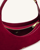 Harlee Faux Suede Fringe Shoulder Bag - Burgundy