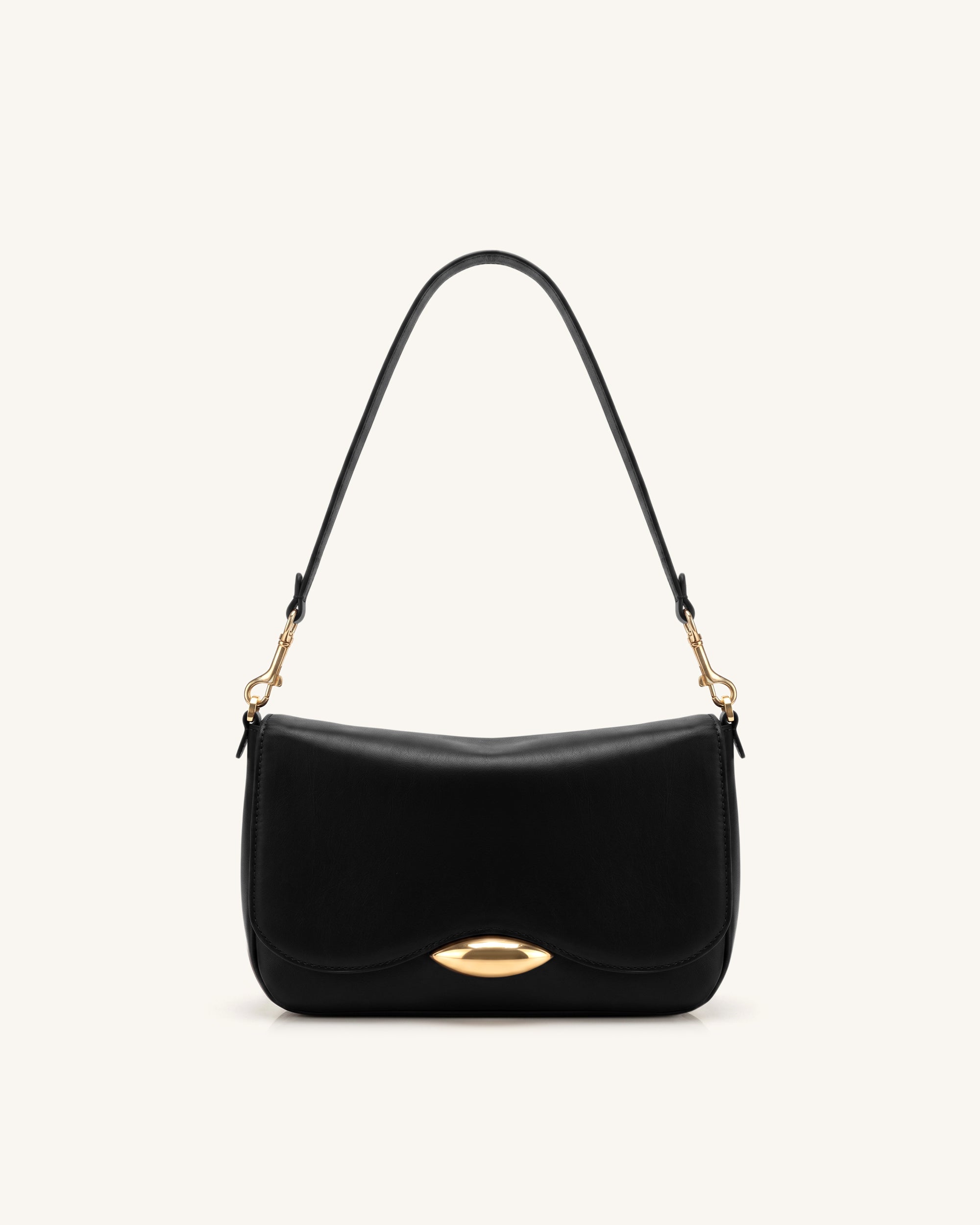 Sofia Classic Flap Shoulder Bag - Black