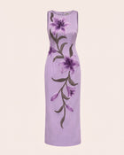 Lily Floral Print Sleeveless Column Maxi Dress - Light Purple