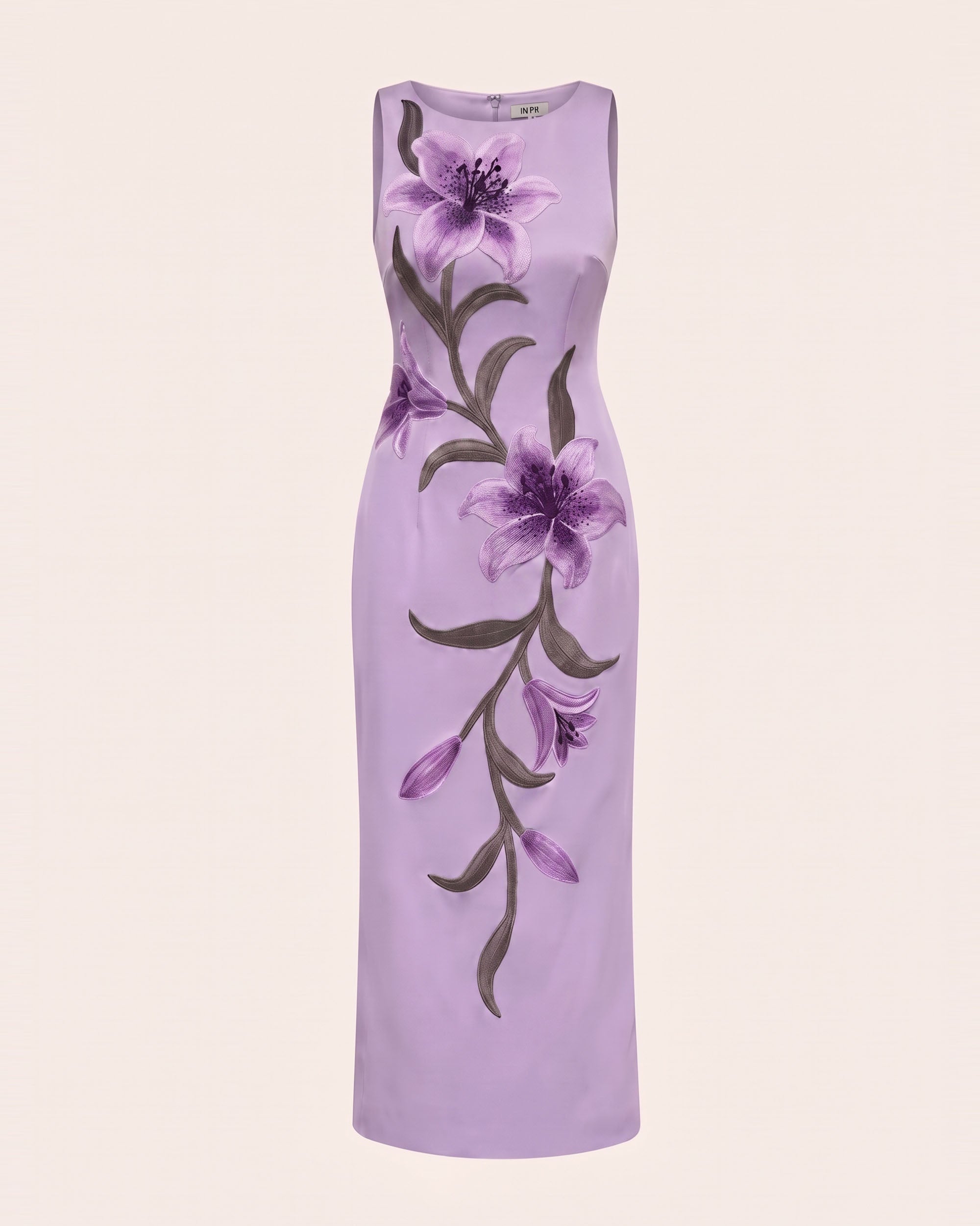Lily Floral Print Sleeveless Column Maxi Dress - Light Purple