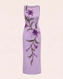 Lily Floral Print Sleeveless Column Maxi Dress - Light Purple
