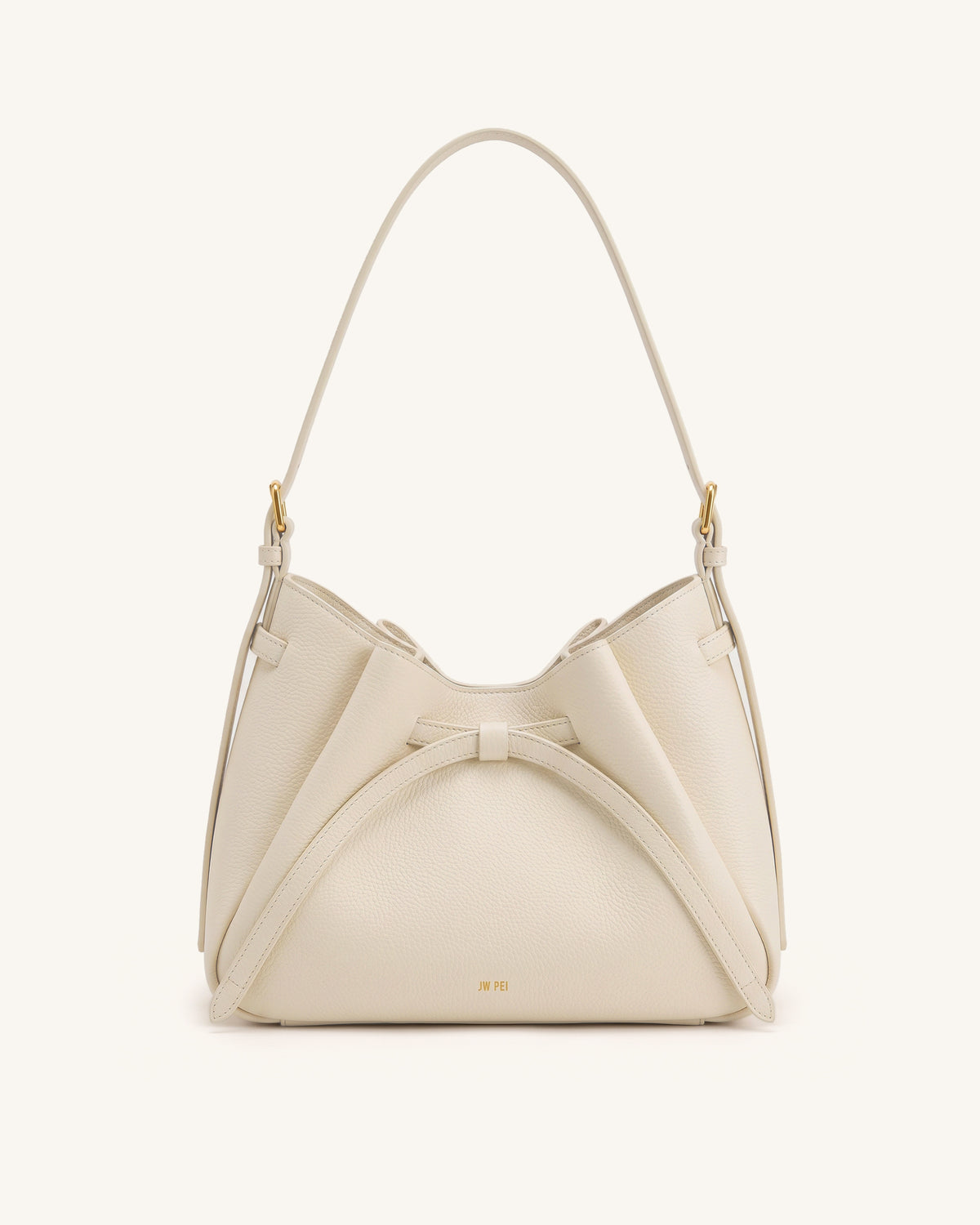 Mabel Soft Bow Shoulder Bag - Ivory White