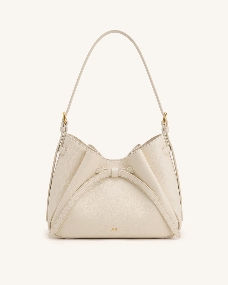 Mabel Soft Bow Shoulder Bag - Ivory White
