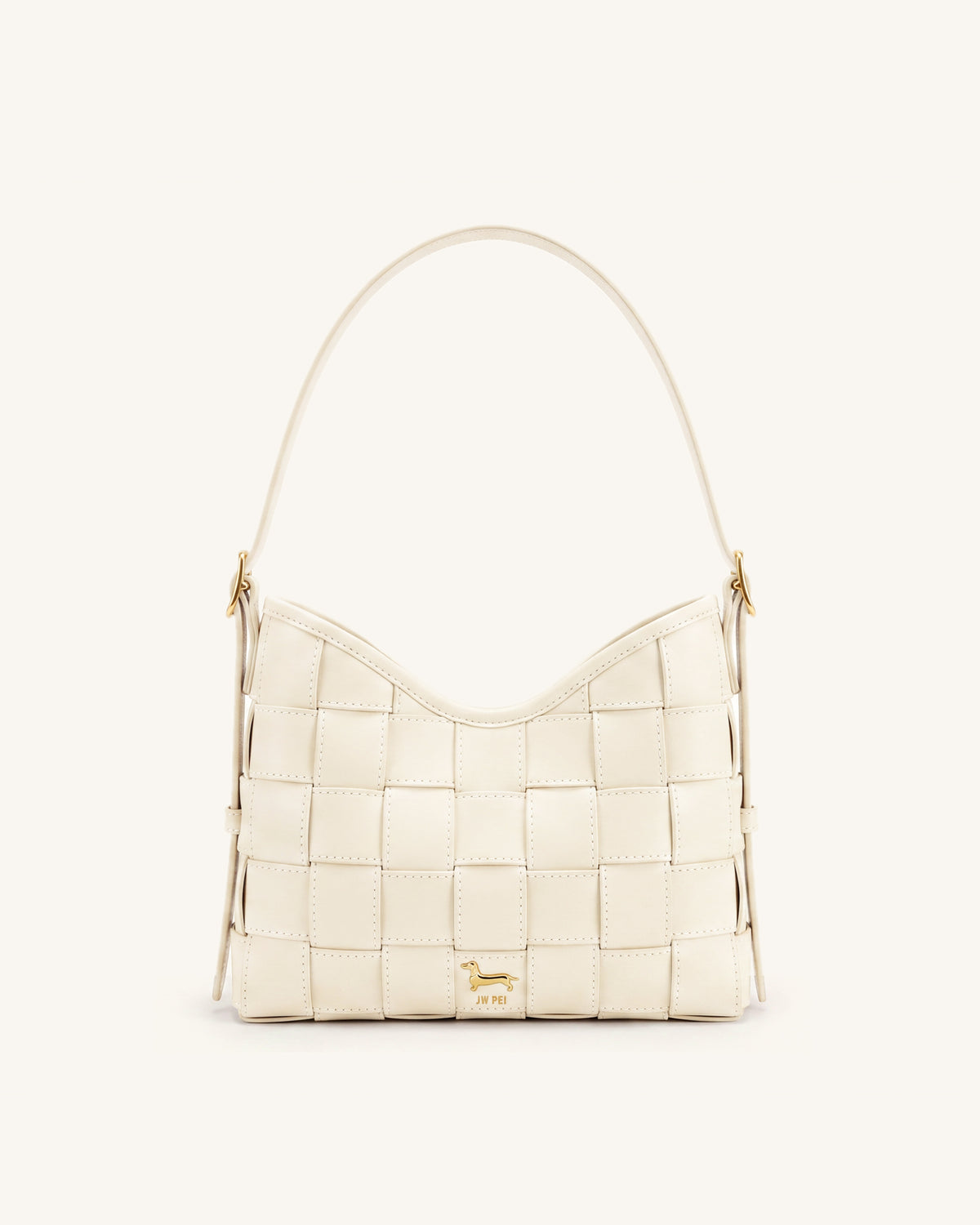Nadine Dachshund Woven Hobo Bag - White