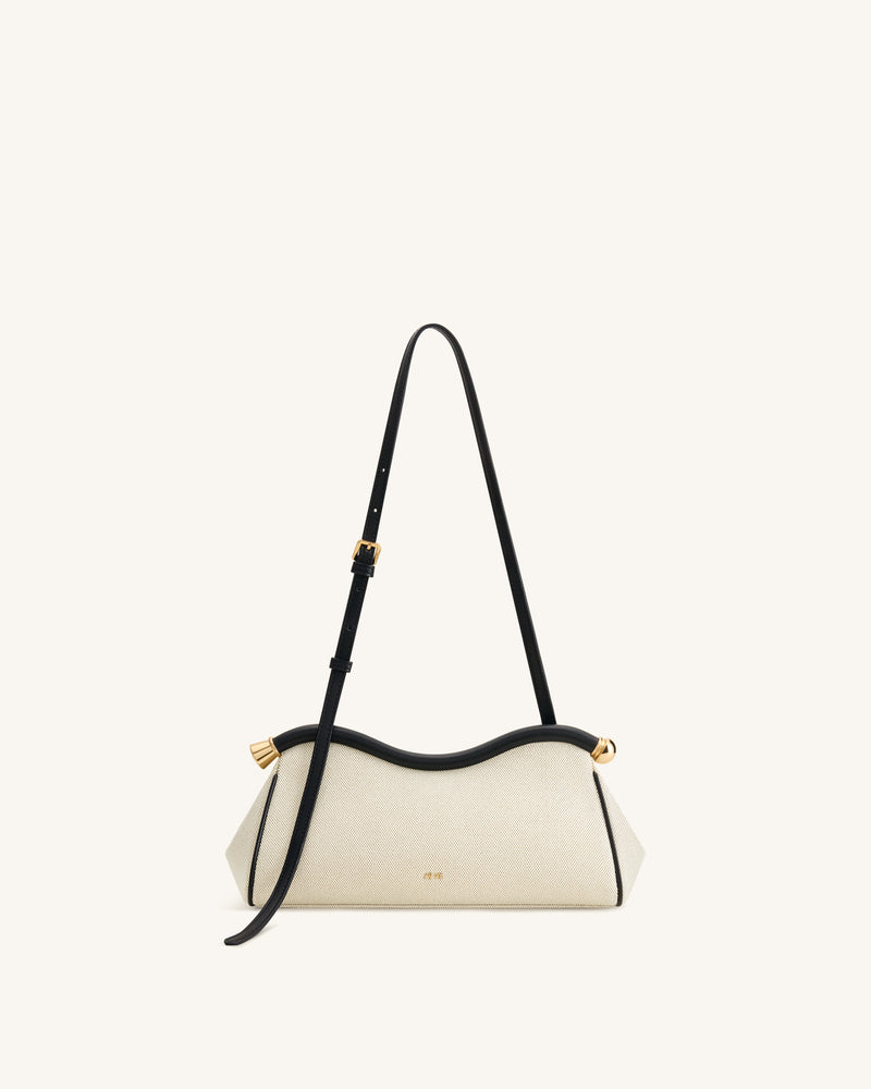 Naomi Curved Shoulder Bag - Black Canvas