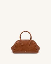 Veda Vintage Finish Bowler Bag - Saddle Brown