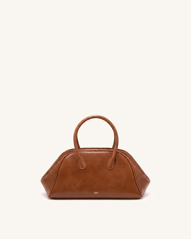 Veda Vintage Finish Bowler Bag - Saddle Brown