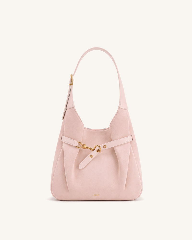 Alina Faux Suede Hobo Bag - Light Pink