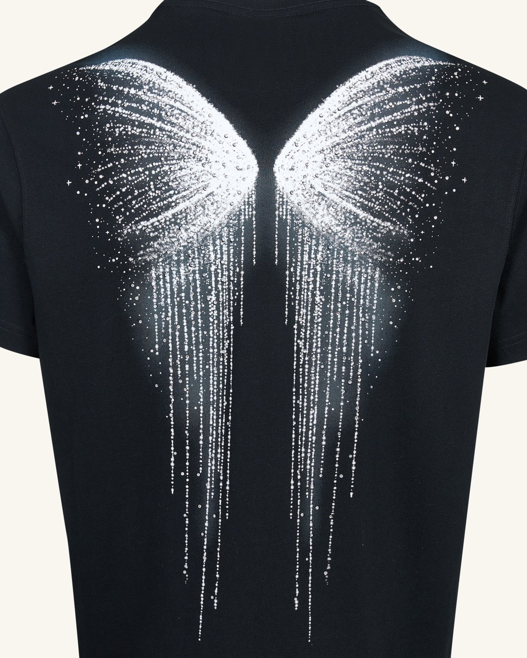 The Gothic Silver Wing Cascade Tee - Black