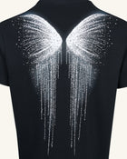 The Gothic Silver Wing Cascade Tee - Black