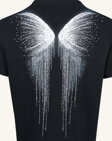 The Gothic Silver Wing Cascade Tee - Black