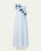 Poppy Embroidered Strapless A-Line Maxi Dress - Light Blue