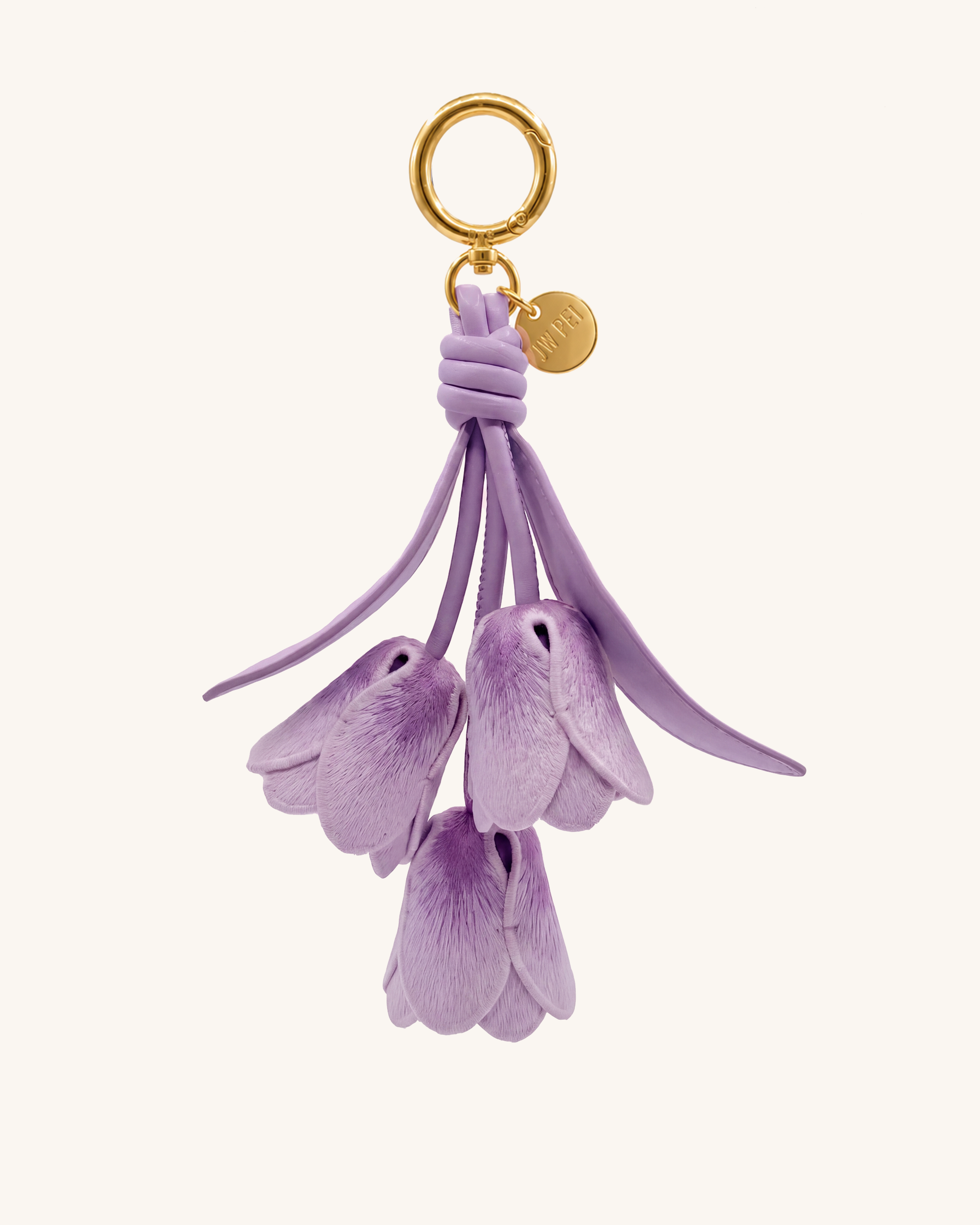 3D Embroidered Tulip Bag Charm - Purple