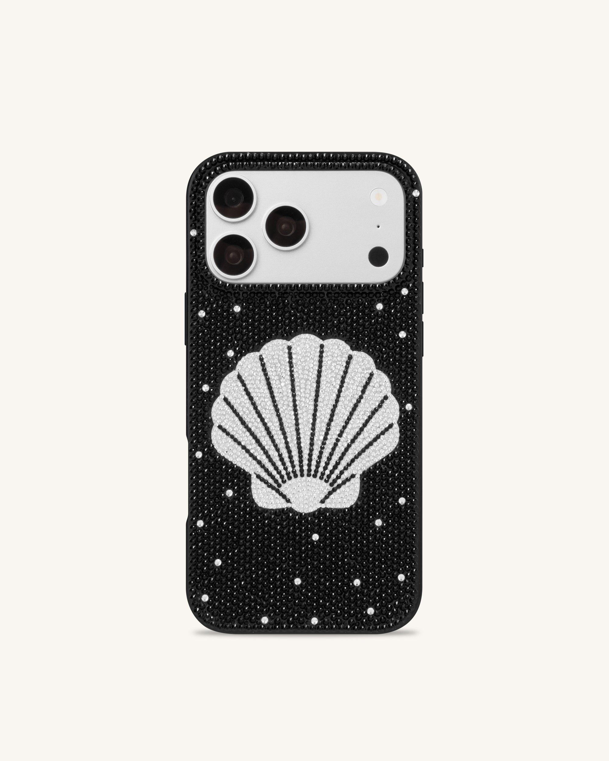 Seashell Artificial Crystal Phone Case - Black