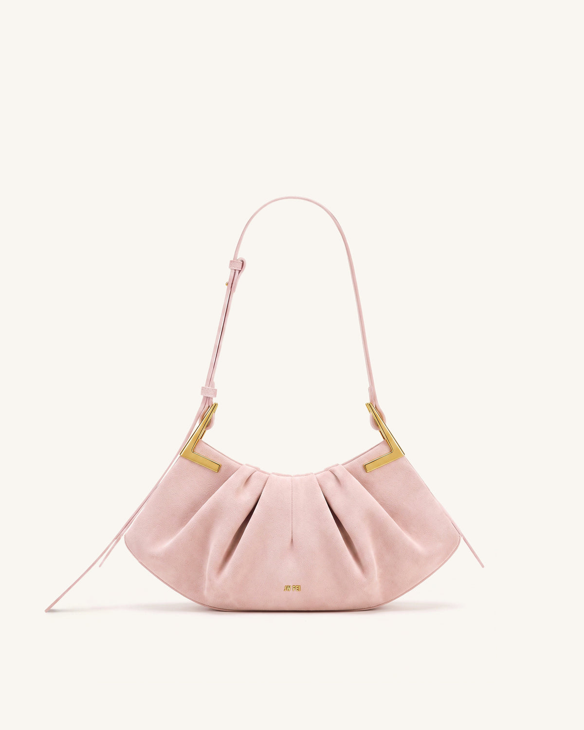 Amelia Faux Suede Pleated Shoulder Bag - Pink