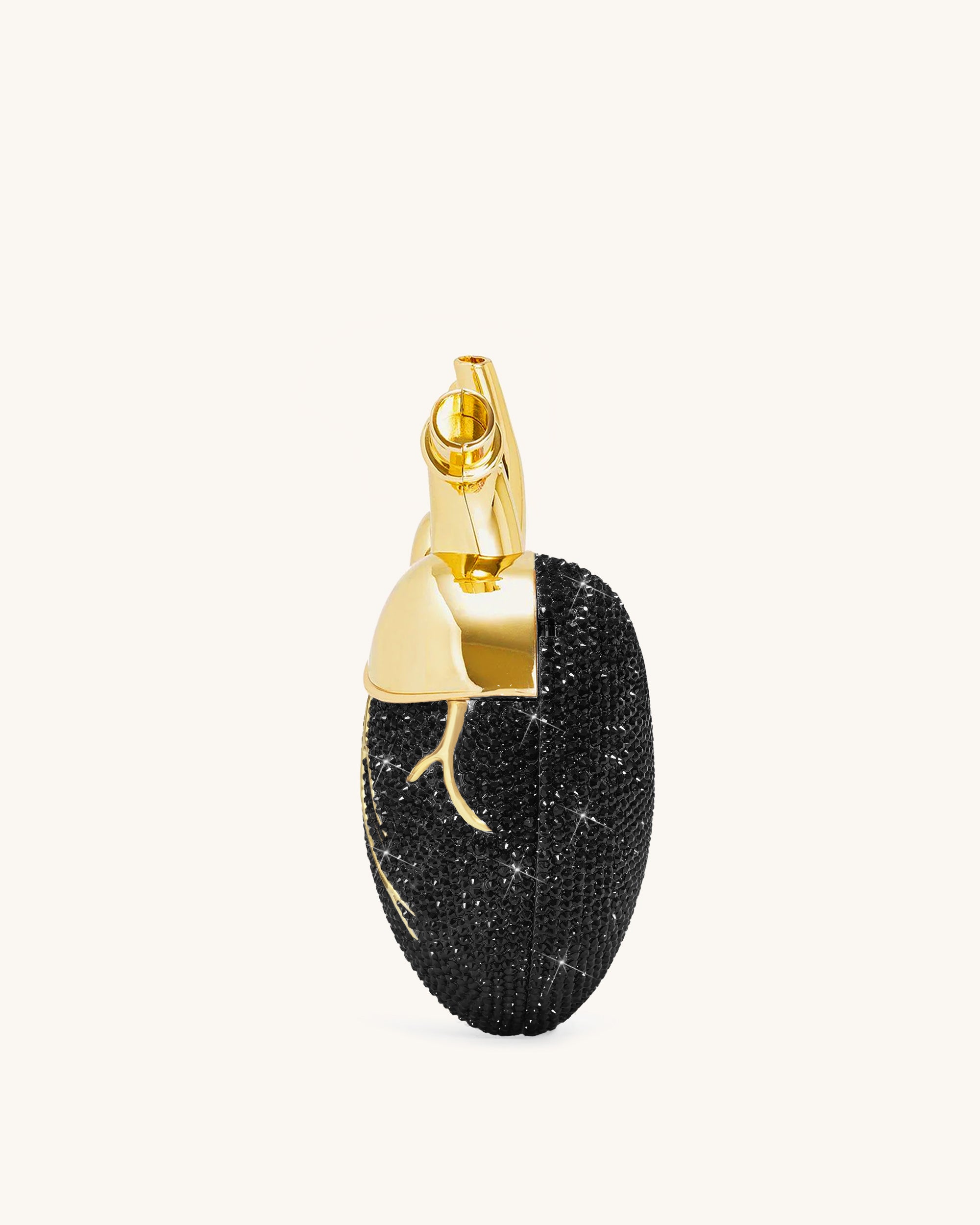 Maren Artificial Crystal Heart Shaped Bag - Black Gold