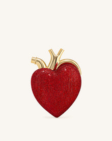 Maren Artificial Crystal Heart Shaped Bag - Red