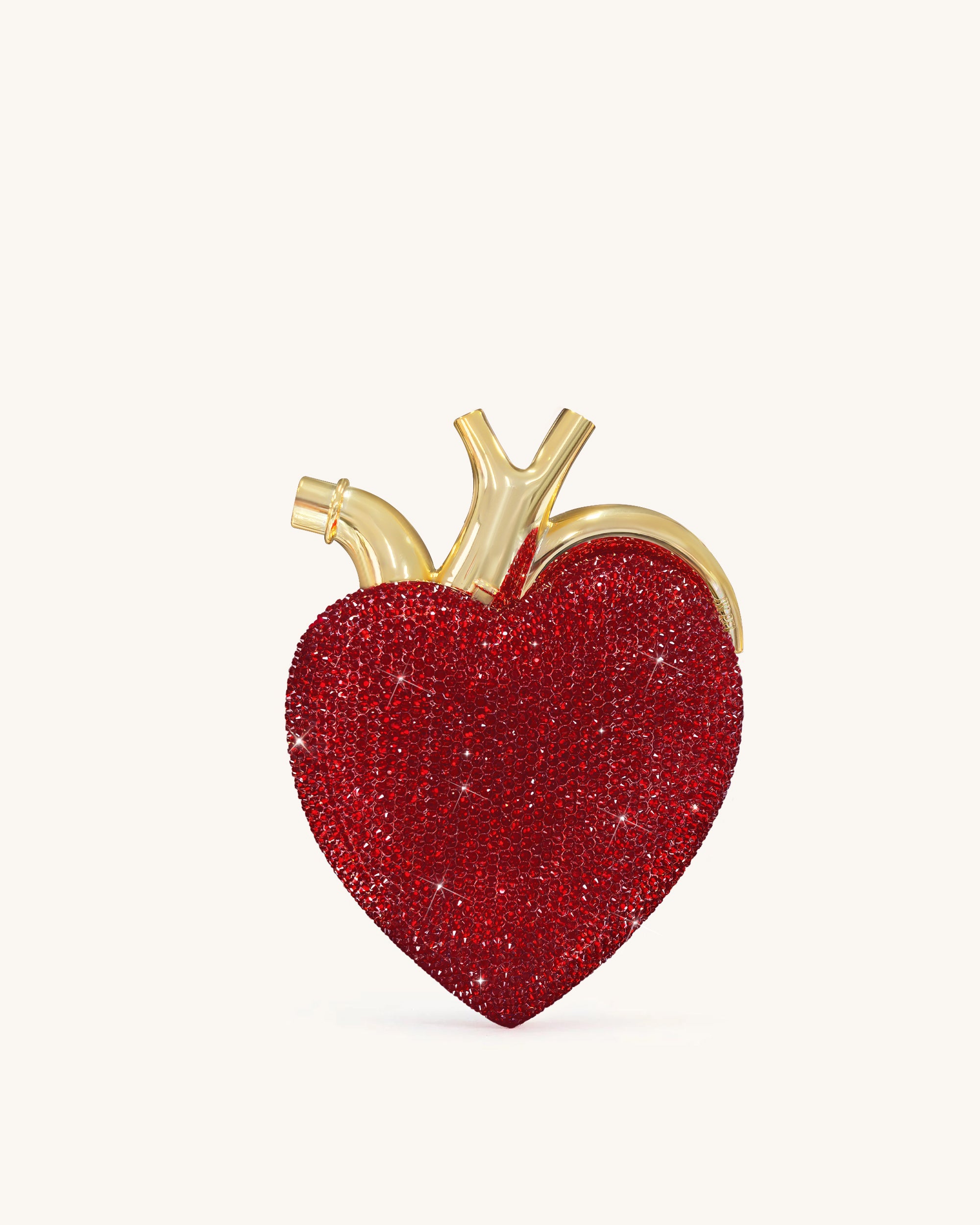 Maren Artificial Crystal Heart Shaped Bag - Red