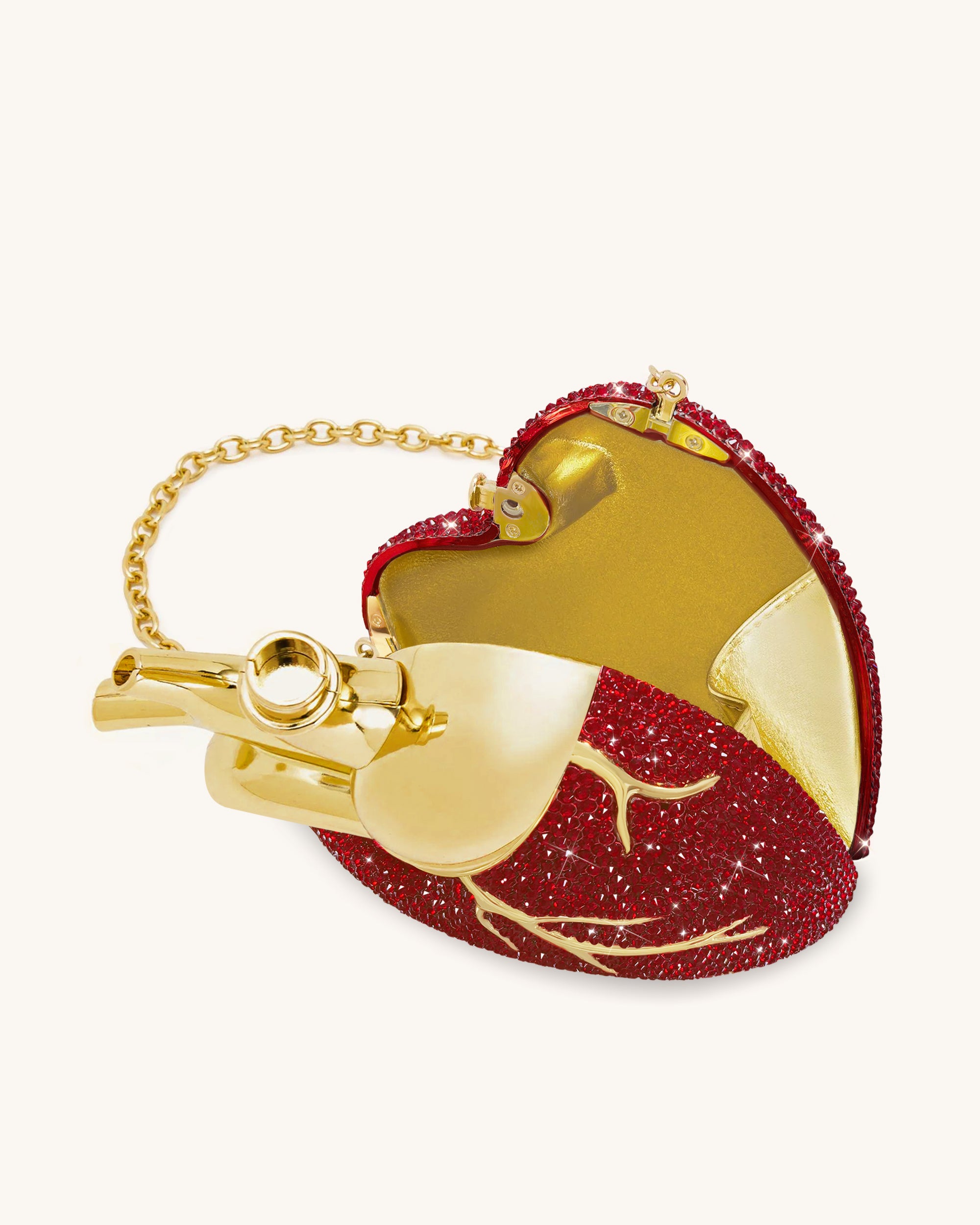 Maren Artificial Crystal Heart Shaped Bag - Red