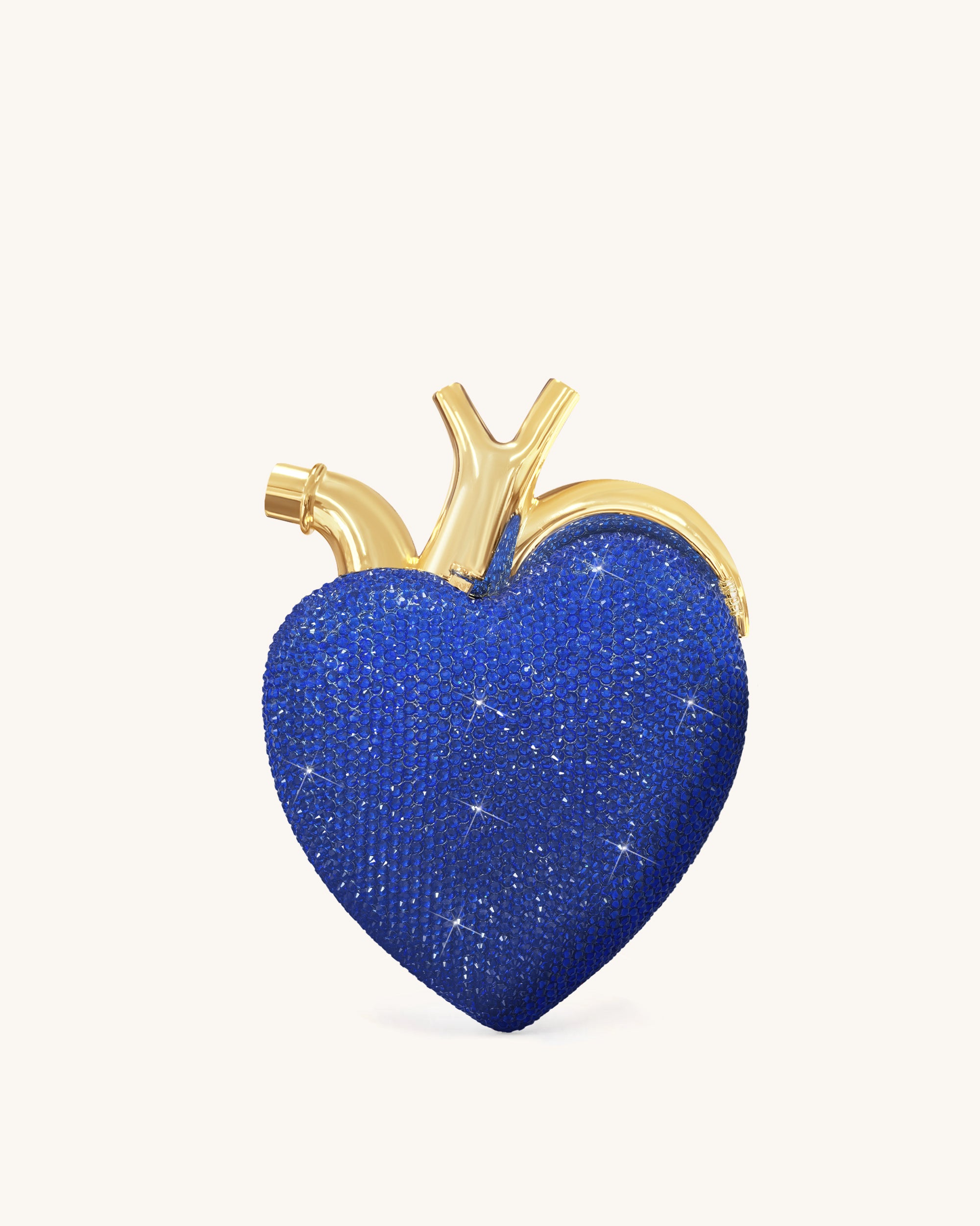 Maren Artificial Crystal Heart Shaped Bag - Cobalt Blue