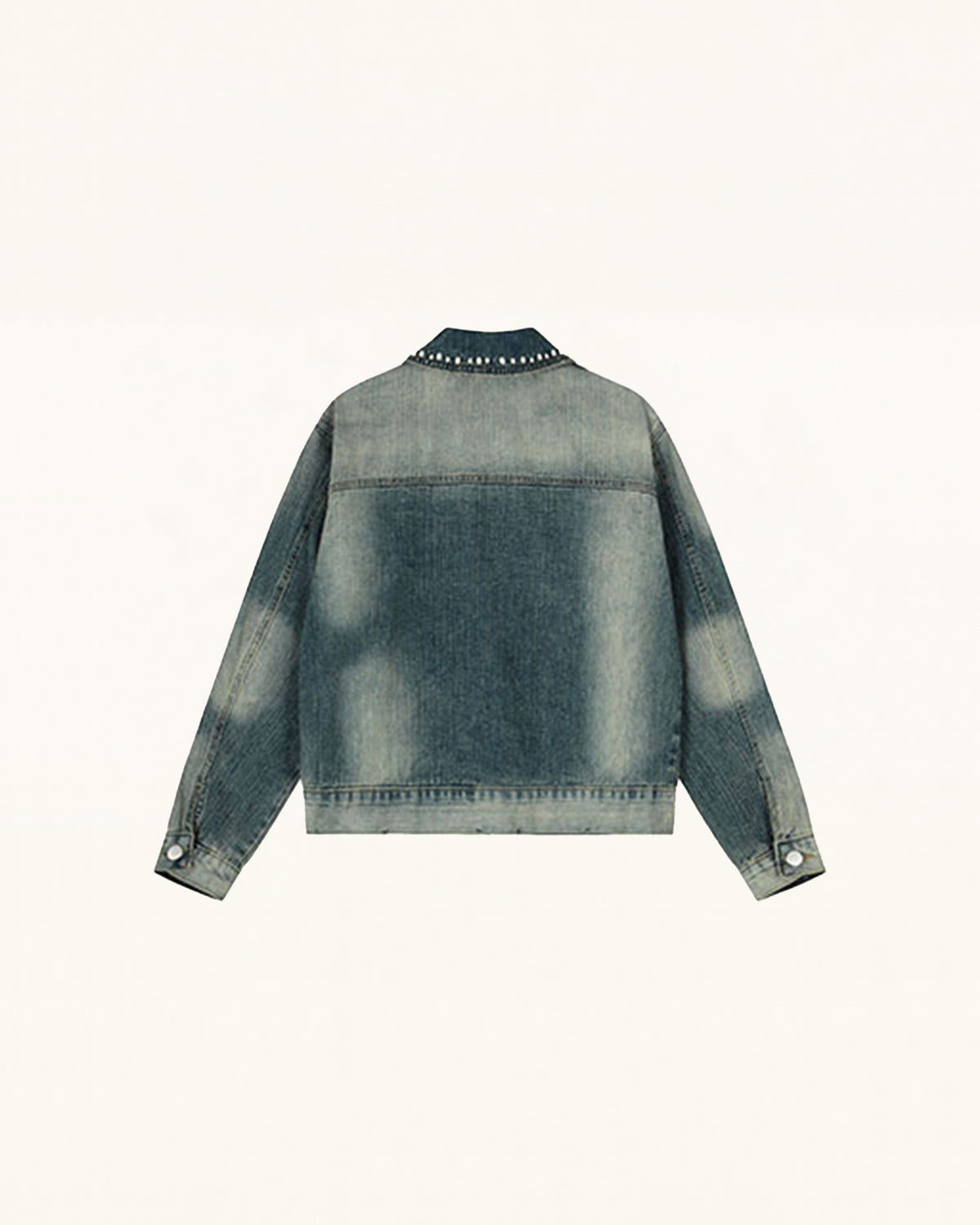 Pearl Embellished Denim Jacket - Blue