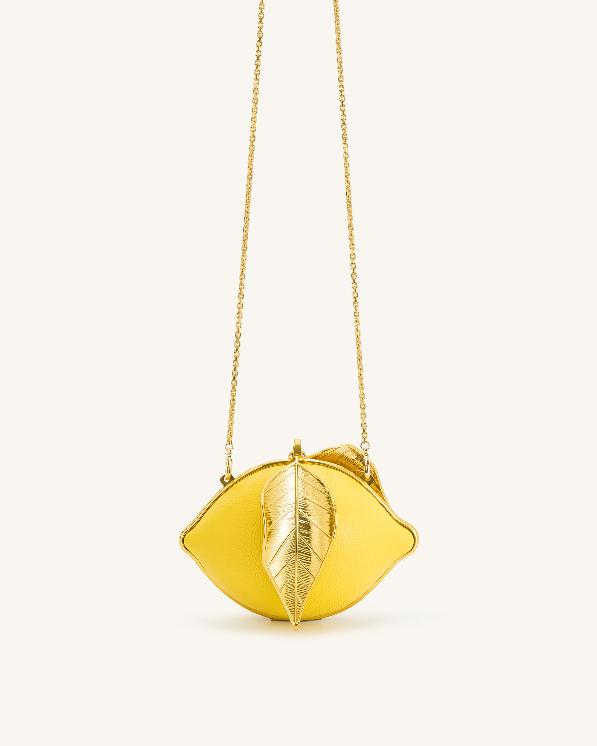 Tori Vegan Leather Metal Structure Clutch - Lemon Yellow | JW PEI