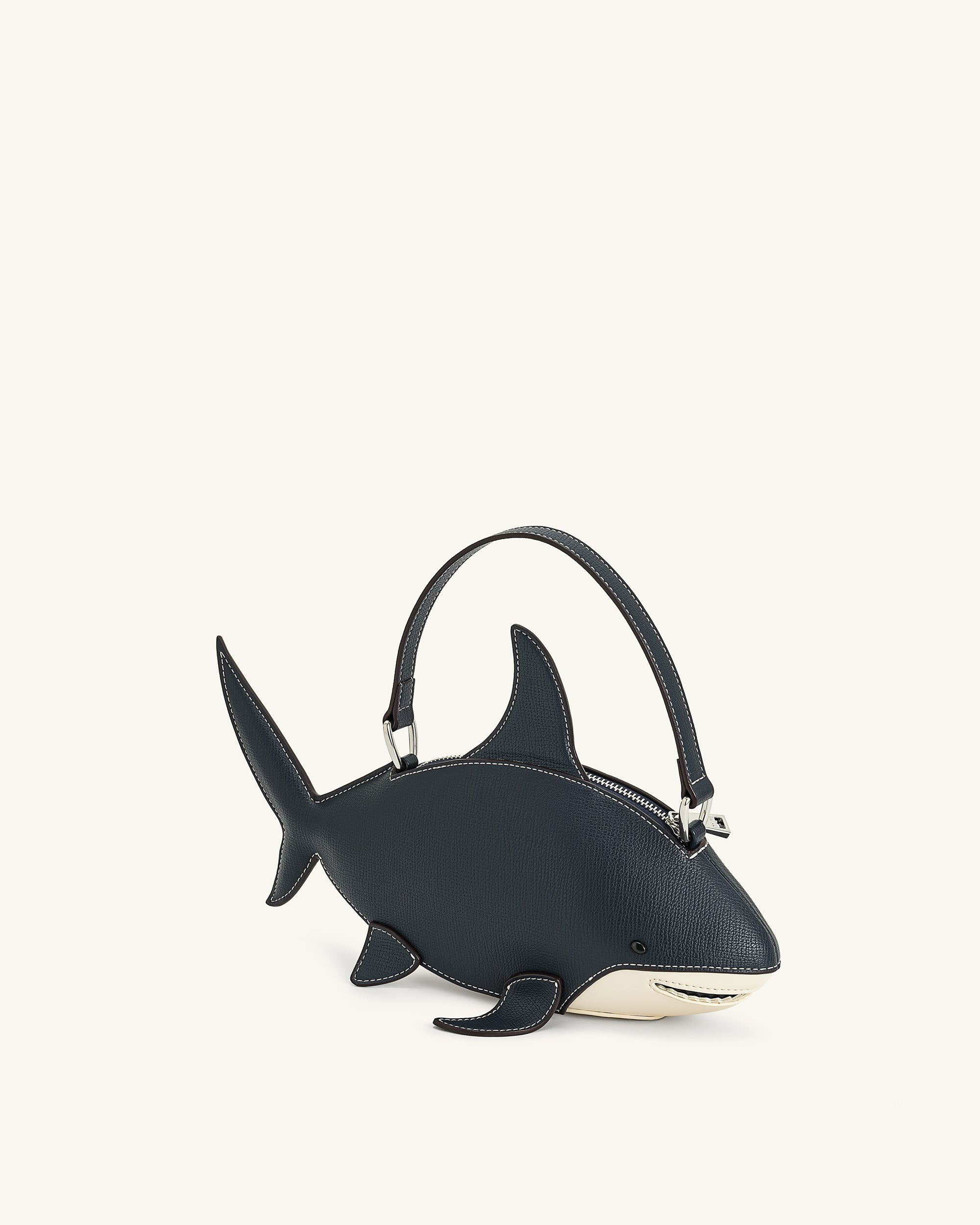 Nerys Shark Look Top Handle Bag - Dark Blue | JW PEI