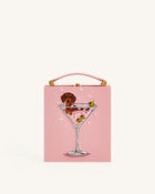 Taya Wine Glass Puppy Pattern Book Shape Clutch Bag - Pink