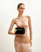 Holly Metal Pendant Embellished Clutch - Black