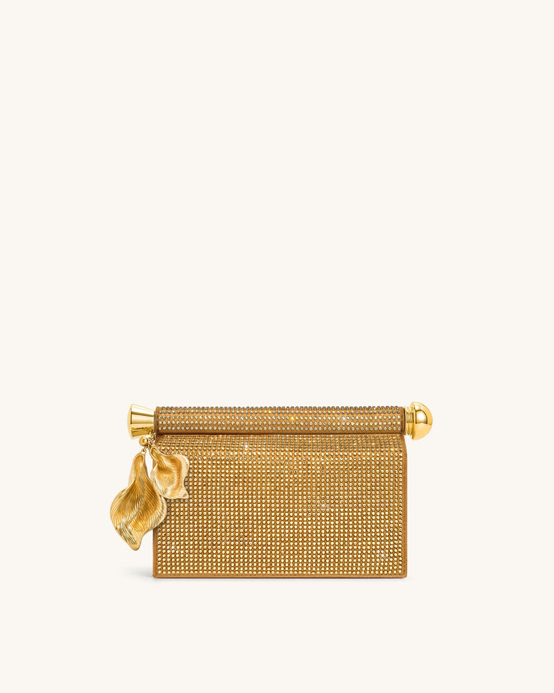 Holly Artificial Crystal Metal Pendant Embellished Clutch - Champagne