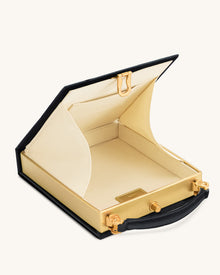 Taya Orchid Motif  Book Shape Clutch Bag - Black