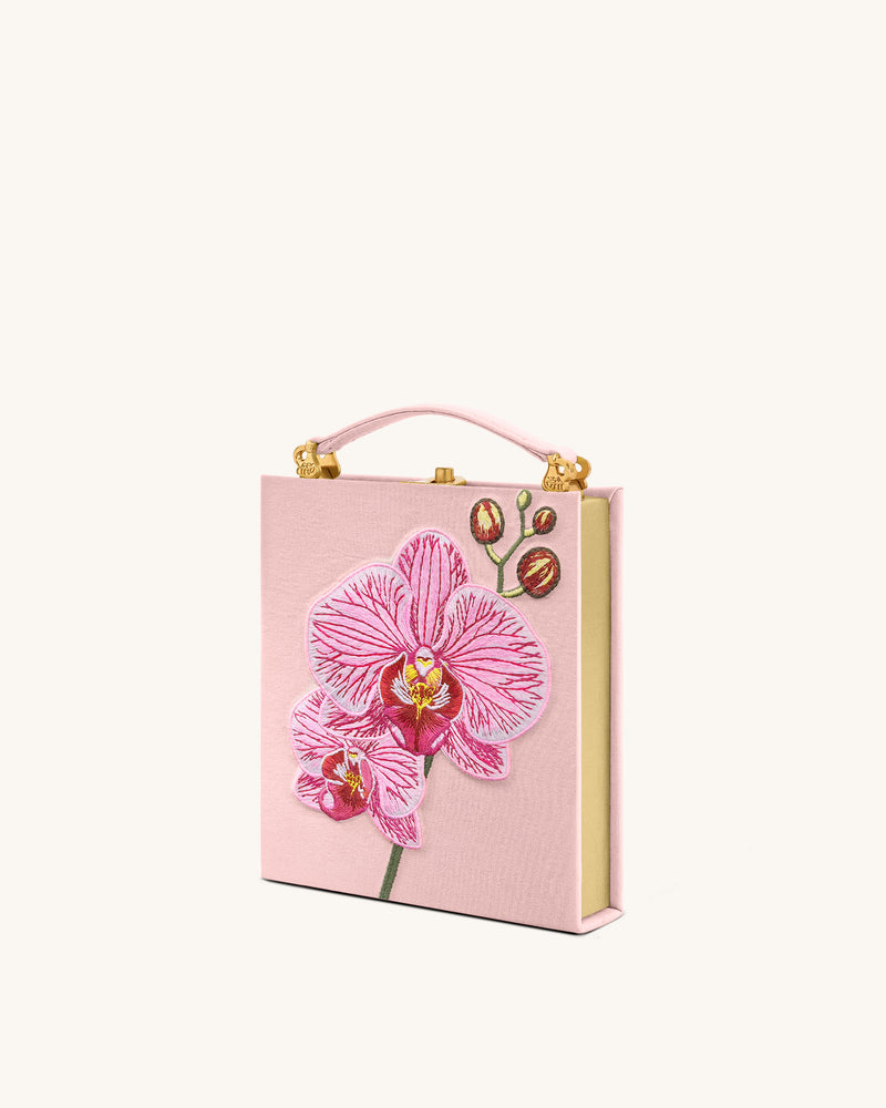 Taya Orchid Motif Book Shape Clutch Bag - Pink