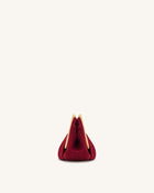 Lila Faux Suede Metal Frame Clutch - Red