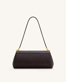 Eloise Woven Shoulder Bag - Dark Brown